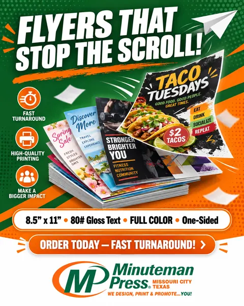 Minuteman Press ad: Flyers that stop the scroll