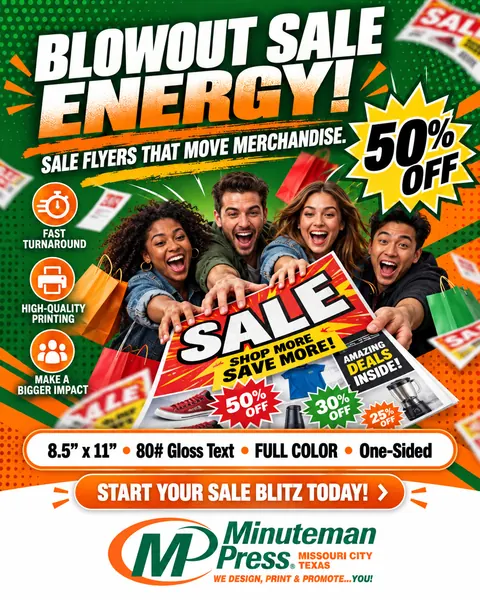 Minuteman Press ad: Blowout sale energy